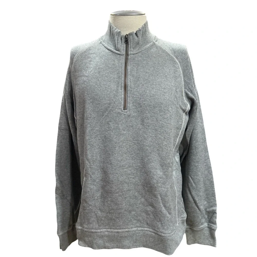 LL Bean Vintage Men’s Sweater M Reg Grey 1/4 Zip Pullover Traditional Fit 301192